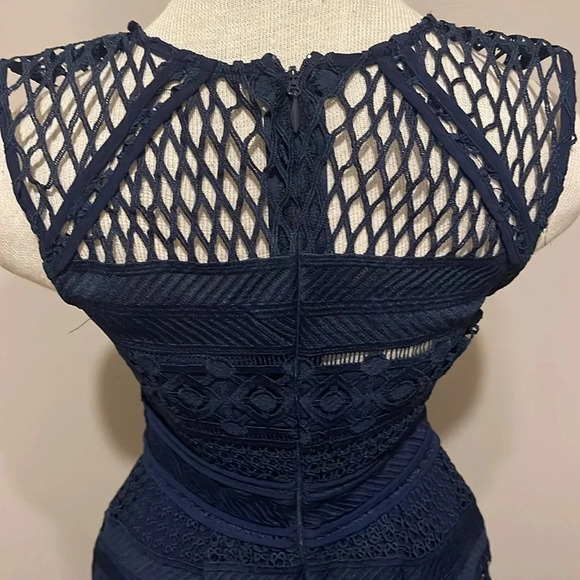 Adelyn Rae - Crochet Lace - Fit And Flare Sleeveless Dress - Navy Blue - Size XS - Picture 5 of 8